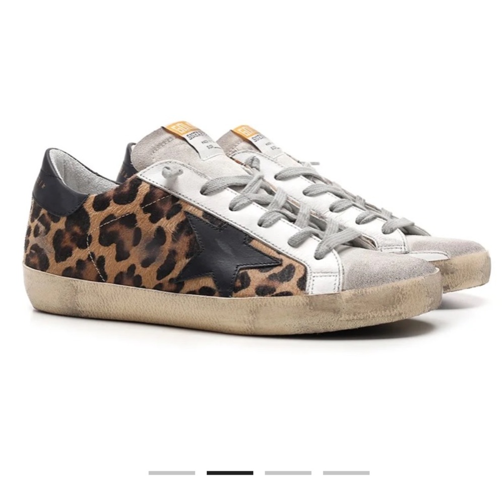 Golden Goose Leopard Print Sneakers with Black Star